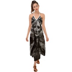 Bw Creepy Fantasy Scene Artwork Halter Tie Back Dress  by dflcprintsclothing