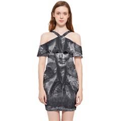 Bw Creepy Fantasy Scene Artwork Shoulder Frill Bodycon Summer Dress by dflcprintsclothing