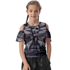 Bw Creepy Fantasy Scene Artwork Kids  Butterfly Cutout Tee