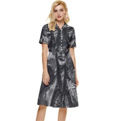 Bw Creepy Fantasy Scene Artwork Button Top Knee Length Dress