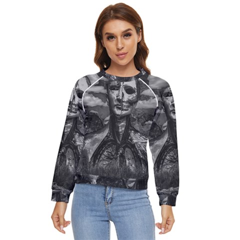 Bw Creepy Fantasy Scene Artwork Women s Long Sleeve Raglan Tee by dflcprintsclothing