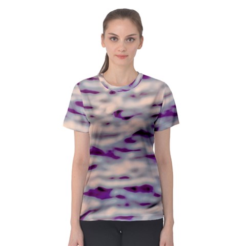 Orange  Waves Abstract Series No1 Women s Sport Mesh Tee by DimitriosArt