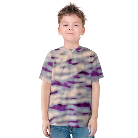 Orange  Waves Abstract Series No1 Kids  Cotton Tee by DimitriosArt