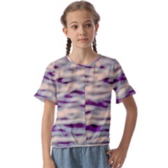 Orange  Waves Abstract Series No1 Kids  Cuff Sleeve Scrunch Bottom Tee