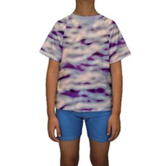 Orange  Waves Abstract Series No1 Kids  Short Sleeve Swimwear by DimitriosArt