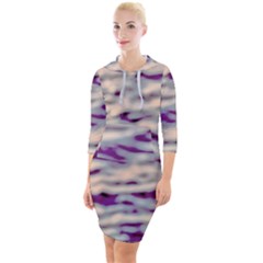 Orange  Waves Abstract Series No1 Quarter Sleeve Hood Bodycon Dress by DimitriosArt