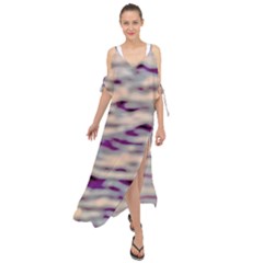 Orange  Waves Abstract Series No1 Maxi Chiffon Cover Up Dress by DimitriosArt