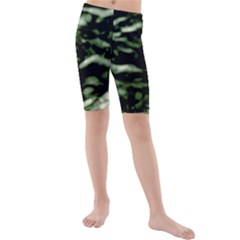 Green  Waves Abstract Series No5 Kids  Mid Length Swim Shorts by DimitriosArt