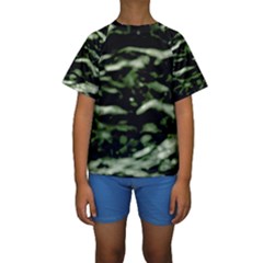 Green  Waves Abstract Series No5 Kids  Short Sleeve Swimwear by DimitriosArt