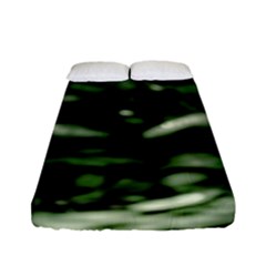 Green  Waves Abstract Series No5 Fitted Sheet (full/ Double Size) by DimitriosArt