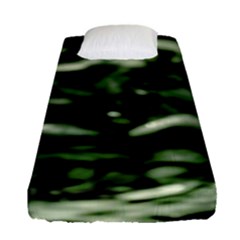 Green  Waves Abstract Series No5 Fitted Sheet (single Size) by DimitriosArt