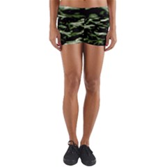 Green  Waves Abstract Series No5 Yoga Shorts by DimitriosArt