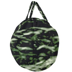 Green  Waves Abstract Series No5 Giant Round Zipper Tote by DimitriosArt