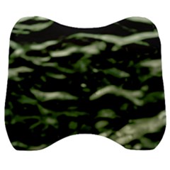 Green  Waves Abstract Series No5 Velour Head Support Cushion by DimitriosArt