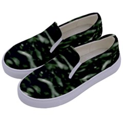 Green  Waves Abstract Series No5 Kids  Canvas Slip Ons by DimitriosArt