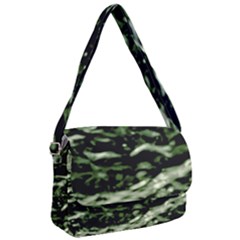 Green  Waves Abstract Series No5 Courier Bag by DimitriosArt