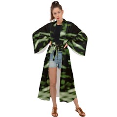 Green  Waves Abstract Series No5 Maxi Kimono by DimitriosArt