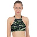 Green  Waves Abstract Series No5 Racer Front Bikini Top View1