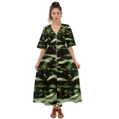 Green  Waves Abstract Series No5 Kimono Sleeve Boho Dress by DimitriosArt