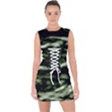 Green  Waves Abstract Series No5 Lace Up Front Bodycon Dress View1