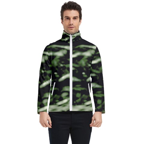 Green  Waves Abstract Series No5 Men s Bomber Jacket by DimitriosArt