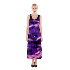 Purple  Waves Abstract Series No1 Sleeveless Maxi Dress by DimitriosArt