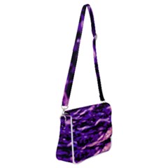 Purple  Waves Abstract Series No1 Shoulder Bag With Back Zipper by DimitriosArt