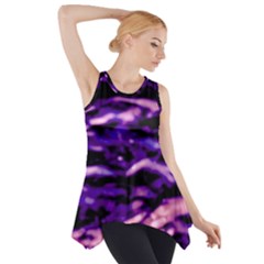 Purple  Waves Abstract Series No1 Side Drop Tank Tunic by DimitriosArt