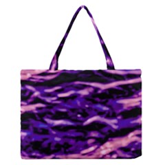 Purple  Waves Abstract Series No1 Zipper Medium Tote Bag by DimitriosArt