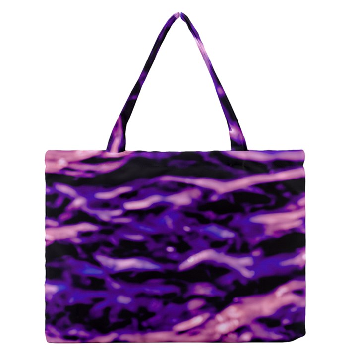 Purple  Waves Abstract Series No1 Zipper Medium Tote Bag