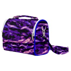 Purple  Waves Abstract Series No1 Satchel Shoulder Bag by DimitriosArt