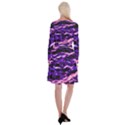 Purple  Waves Abstract Series No1 Long Sleeve Velvet Front Wrap Dress View2