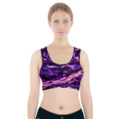 Purple  Waves Abstract Series No1 Sports Bra With Pocket by DimitriosArt