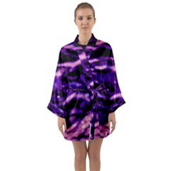 Purple  Waves Abstract Series No1 Long Sleeve Satin Kimono by DimitriosArt