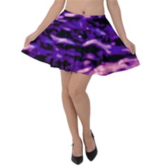 Purple  Waves Abstract Series No1 Velvet Skater Skirt by DimitriosArt