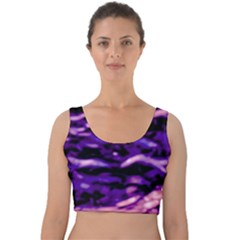 Purple  Waves Abstract Series No1 Velvet Crop Top by DimitriosArt