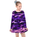 Purple  Waves Abstract Series No1 Kids  Long Sleeve Dress View1