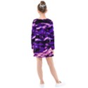 Purple  Waves Abstract Series No1 Kids  Long Sleeve Dress View2