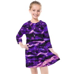 Purple  Waves Abstract Series No1 Kids  Quarter Sleeve Shirt Dress by DimitriosArt