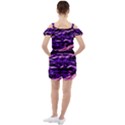 Purple  Waves Abstract Series No1 Ruffle Cut Out Chiffon Playsuit View2