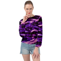 Purple  Waves Abstract Series No1 Banded Bottom Chiffon Top by DimitriosArt