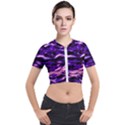 Purple  Waves Abstract Series No1 Short Sleeve Cropped Jacket View1