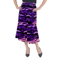 Purple  Waves Abstract Series No1 Midi Mermaid Skirt by DimitriosArt