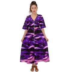 Purple  Waves Abstract Series No1 Kimono Sleeve Boho Dress by DimitriosArt