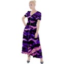 Purple  Waves Abstract Series No1 Button Up Short Sleeve Maxi Dress View1