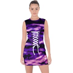 Purple  Waves Abstract Series No1 Lace Up Front Bodycon Dress by DimitriosArt