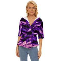 Purple  Waves Abstract Series No1 Lightweight Drawstring Hooded Top