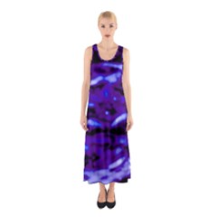 Purple  Waves Abstract Series No2 Sleeveless Maxi Dress