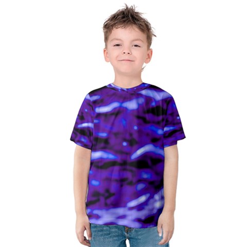 Purple  Waves Abstract Series No2 Kids  Cotton Tee by DimitriosArt