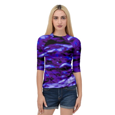 Purple  Waves Abstract Series No2 Quarter Sleeve Raglan Tee by DimitriosArt